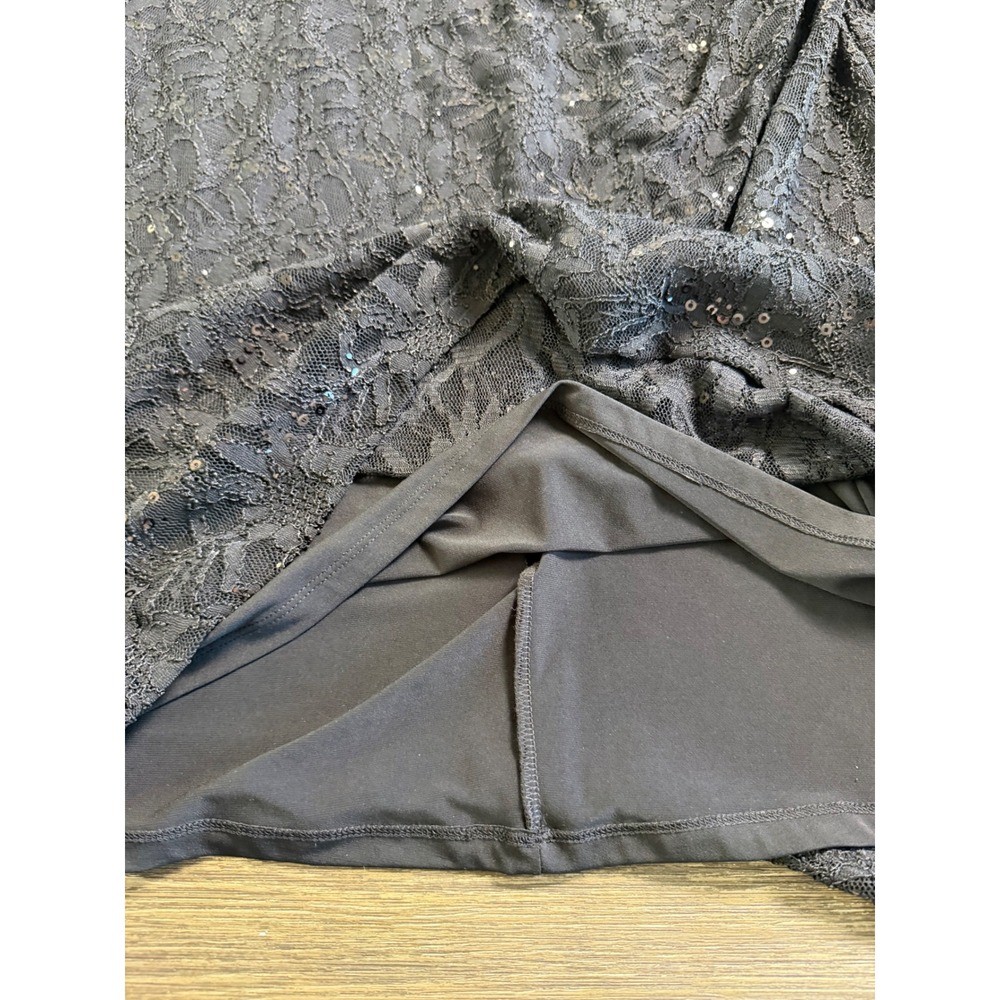 Lauren Ralph Lauren Black Sequin Lace Ruched V-Neck Cocktail Dress 18W - Picture 5 of 9